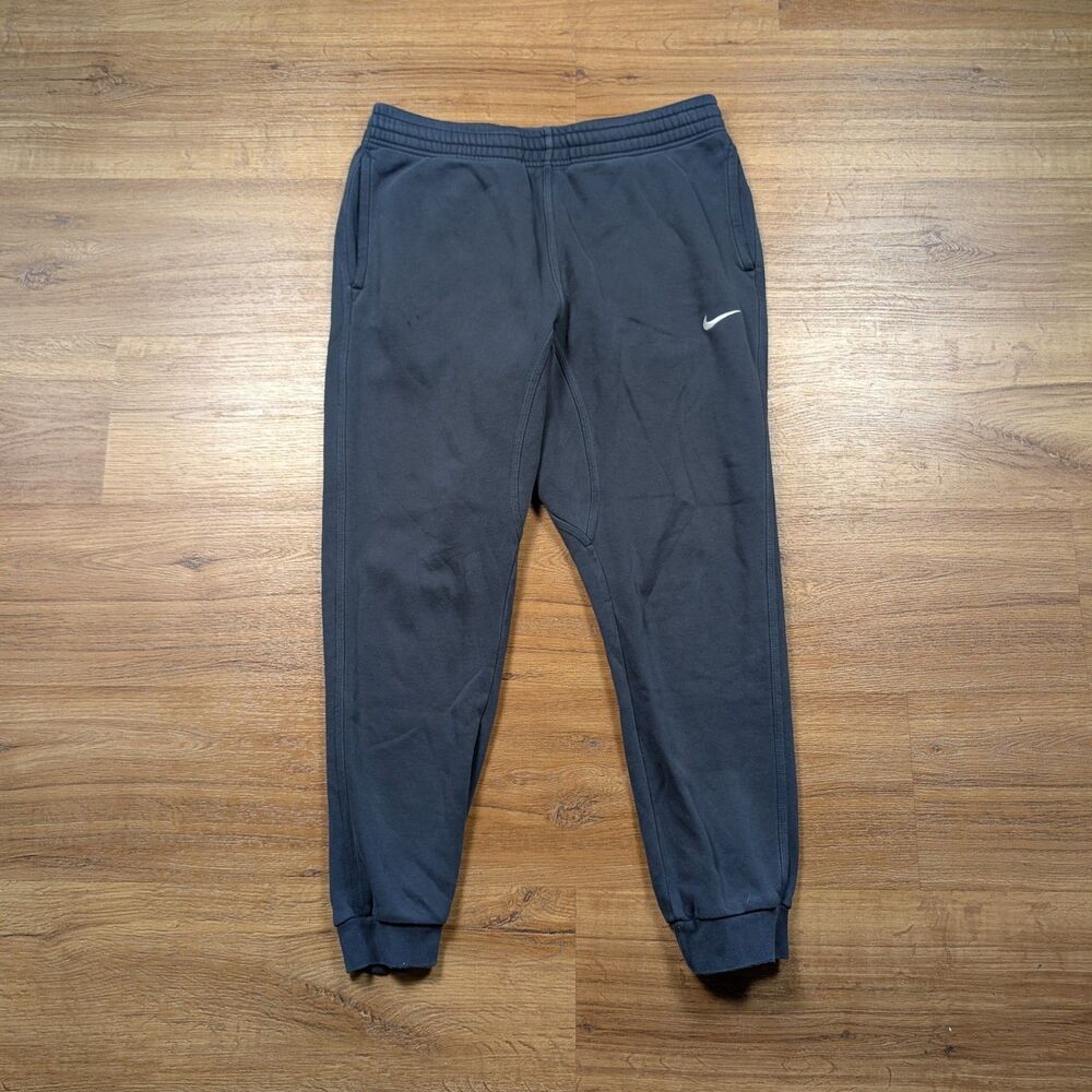 Nike Club Fleece Joggers Mens Medium Black Sweatpants Embroidered Swoosh